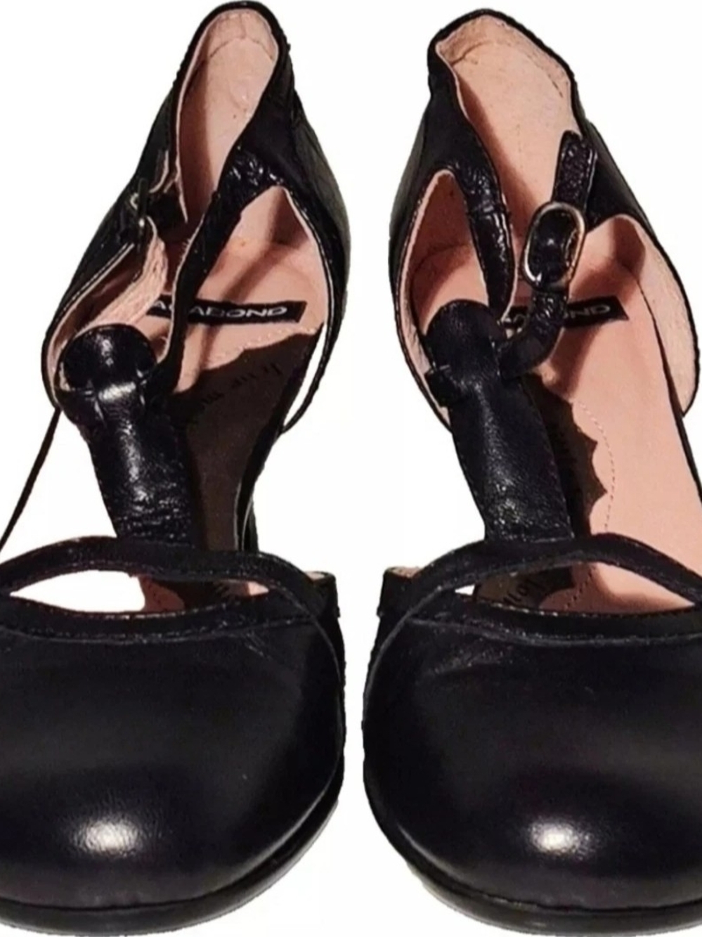 Vagabond Sweden Womens 8 Black Leather 2" Heels T-Strap New